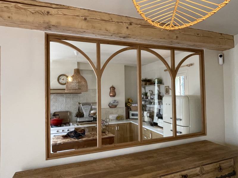 verriere chene massif arrondi separation cuisine sejour maison Merindol Luberon