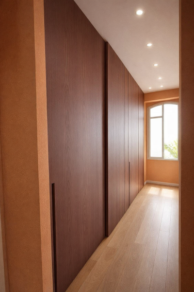 Création d'un dressing sur mesure en bois de Sapelli, haut de gamme pour une villa près d'Aix en Provence