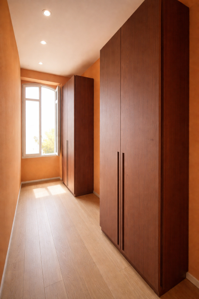 dressing sur mesure en bois de sapelli verni mat dans une villa à aix en provence